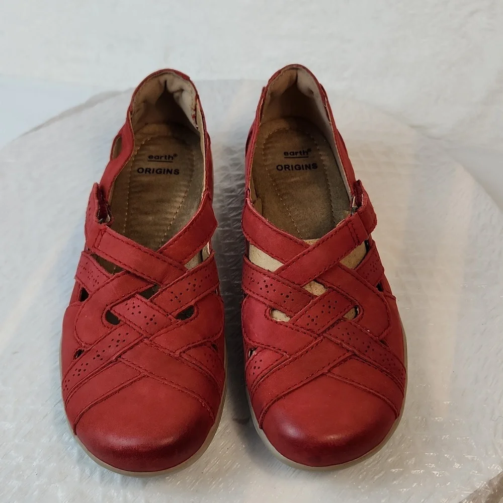 Earth Origins Rapid Teddy Leather Walking Loafer Cushioned Red Size 7 - Picture 4 of 12